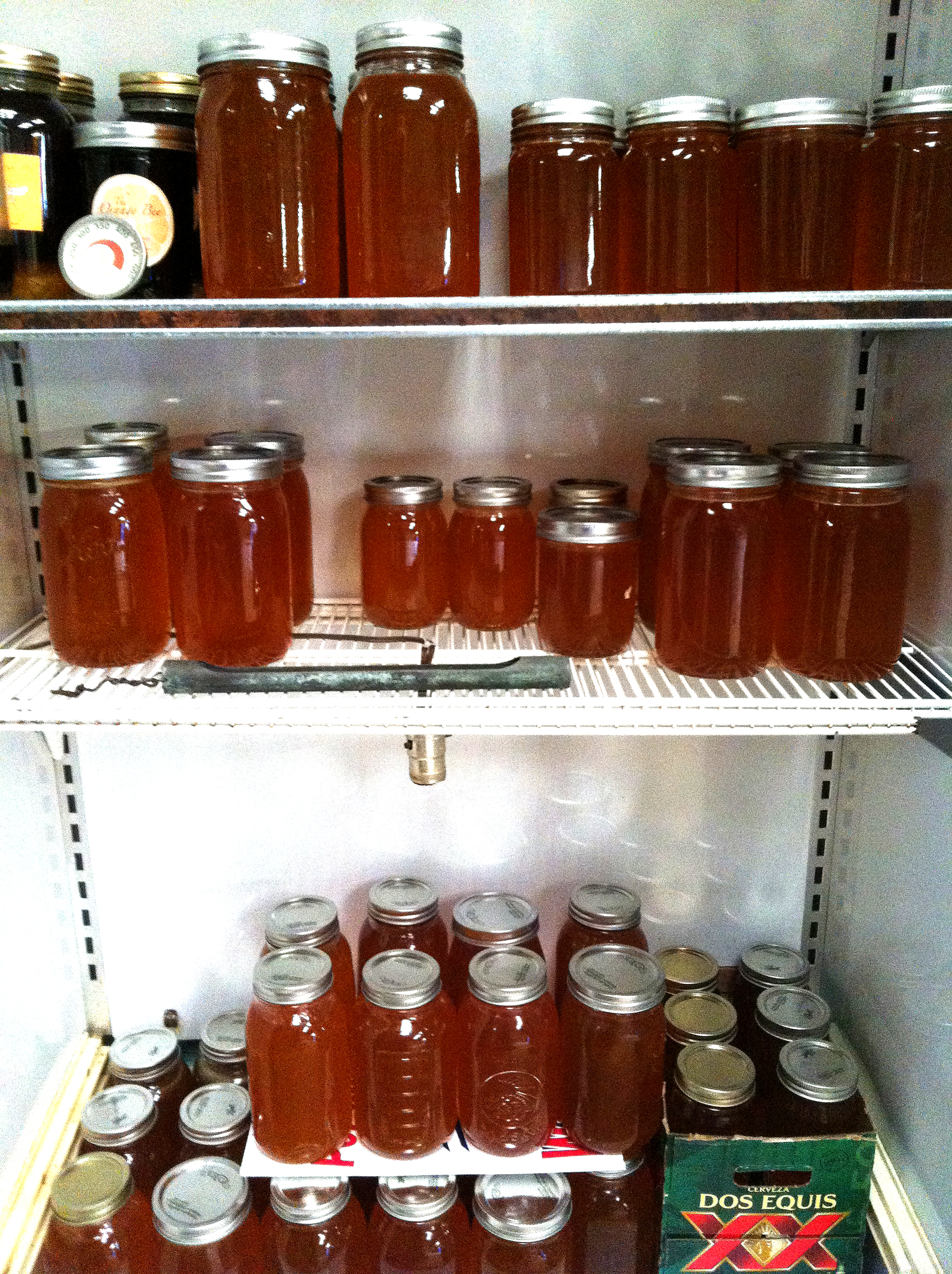 18.5 gallons bottled in quart and pint jars.  